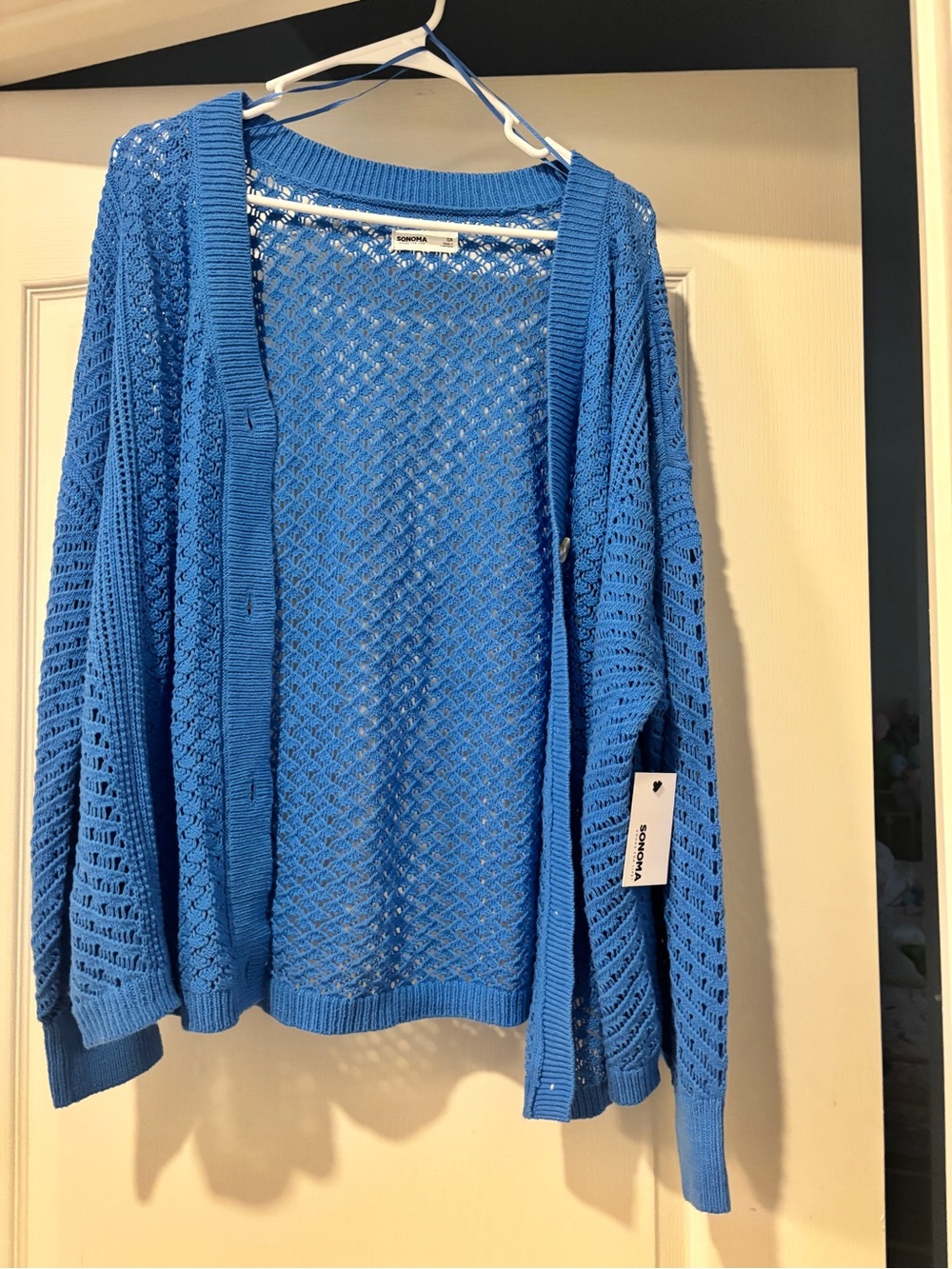 Sonoma Blue Open-Knit Cardigan Sweater